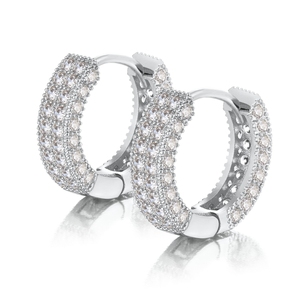 <strong>Frozen</strong> Sparkling <strong>Earrings</strong> Made of Brass with 18K Gold Plating, Double Row Zircon Diamond Hoop <strong>Earrings</strong>. - Product Image 2