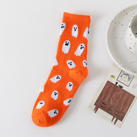 Chaussettes en coton mi-mollet tricotées pour l'hiver, motif fantôme mignon d'Halloween, absorbantes, design amusant européen et américain, AliExpress