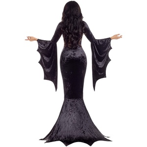 Robe longue de sorcière gothique vampire pour mascarade, costume de mariée chauve-souris d'Halloween avec chapeau, idéal pour les carnavals et spectacles, inspiré de la télévision - Product Image 5