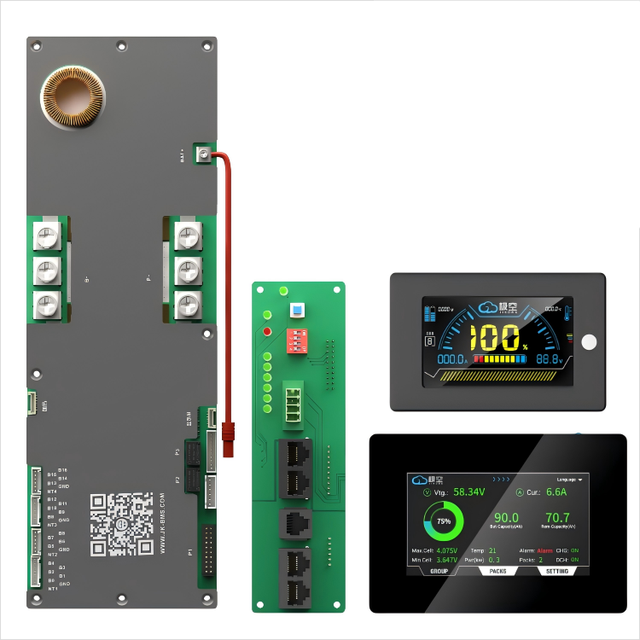 JK PB1A16S15P JK BMS With 4.3 Inch Screen 8S 16S 48V 150A Lithium LiFePO4 Solar Energy Storage 1A Active Balance Smart BMS