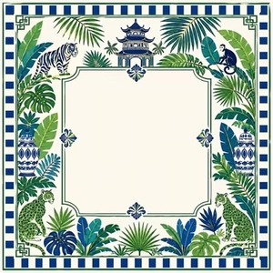 Tapis de Mahjong Américain Chinoiserie <span class=keywords><strong>Jungle</strong></span> <span class=keywords><strong>Tropicale</strong></span> Bleu Cobalt, Bord Cousu Épais, Antidérapant, Silencieux, Grande Tapisserie de Jeu de Table - Product Image 1
