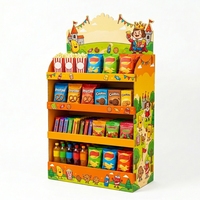 Présentoir Personnalisé Écologique pour Snacks, Étagère de Sol en Carton Recyclable Imprimée en Couleur, Présentoir en Papier à 4 Niveaux pour Chips et Bonbons