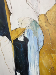 <span class=keywords><strong>Peinture</strong></span> à l'huile abstraite bleu <span class=keywords><strong>marine</strong></span> et marron sur toile, décoration murale moderne aux tons terreux - Product Image 6
