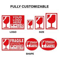 Étiquettes de sécurité personnalisées pour emballages, étiquettes d'avertissement à faible MOQ avec logo, colle ultra-résistante, étiquettes fragiles à marque privée