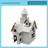 Verschiedene Montierte Papphäuser und -burgen für Kinder, Interaktive Spielhäuser für Kindergärten, DIY-Kritzel-Papier, Anpassbar