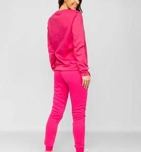 Women's Tracksuit Set Full Sleeve Crew Neck Solid Color Casual Autumn Wear Polyester Cotton <b>Fleece</b> <b>Joggers</b> with Side Pockets - Product Image 2
