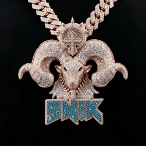 Colgante personalizado de moissanita extragrande con brillo deslumbrante, chapado en rodio, plata de ley 925, moissanita VVS, estilo hip-hop. - Product Image 1