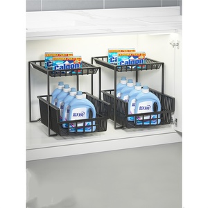 Carrito de Cocina Moderno de Acero Inoxidable con Estante Extraíble para Especias, Almacenamiento Bajo Fregadero, 2 Cajones Ajustables y Estantes para Cocina y Baño - Product Image 3
