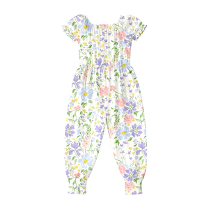 Combinaison pantalon longue large décontractée à imprimé floral respirant pour enfants, assortie pour sœurs, vente en gros, 95% Coton 5% Laine peignée - Product Image 4
