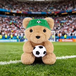 Oso <span class=keywords><strong>de</strong></span> Peluche para Fanáticos del Fútbol, Peluche Sentado con Diadema <span class=keywords><strong>de</strong></span> Fútbol y Balón, Regalo Deportivo para Niños, Decoración para <span class=keywords><strong>el</strong></span> Día del Partido - Product Image 3