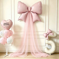 Décorations de fête d'anniversaire pour filles : Colonne de ballons en tulle et nœuds en fil, idéale pour la décoration de fête d'anniversaire
