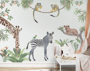 <b>Removable</b> Kids Jungle Animal Tree Cartoon <b>Vinyl</b> Wall Stickers With Printing Uv Resistant & Waterproof for Bedroom - Product Image 3