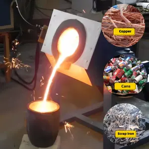 Small IGBT induction furnace 20kg to 140kg melting machine Induction crucible heating equipment for steel scrap melting