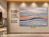 Toile texturée multicouche ondulée en pastel doux, en bas-relief, encadrée, pour mur de hall d'hôtel, vente en gros, projet personnalisé
