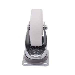 Roulettes industrielles modernes robustes en nylon blanc, avec frein pivotant, sans trace, de 3, 4, 5, 6 et 8 pouces, avec supports - Product Image 5