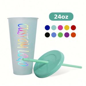 Gobelets en plastique réutilisables de 24 oz avec couvercle mousqueton, personnalisables avec logo et couleur, pour boissons froides, vente en gros, pour fêtes - Product Image 4