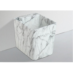 Lavabo de Pedestal Independiente con Patrón de Mármol Ouni, Lavabo de Piedra Artificial con un Solo Orificio - Product Image 4