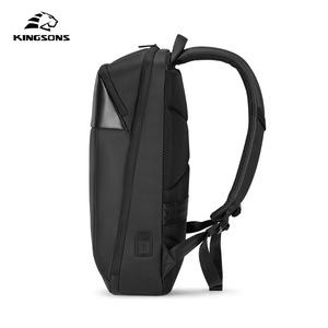 Kingsons Men's <b>Backpack</b> 20-35L Large Capacity Business Travel Laptop Bag Casual Style Solid Color <b>Black</b> - Product Image 1