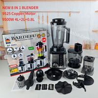 Blender multifonctionnel 8 en 1 BARDEFU, hachoir à viande 6 en 1, blender et extracteur de jus en acier inoxydable 3L 4L 9500W, usage intensif