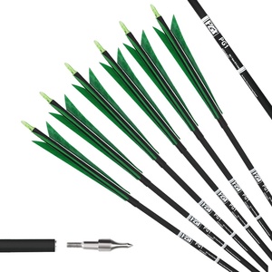 PG1ARCHERY Flèches en carbone de 30 pouces 5.8 "Feather Fletching avec points de champ amovibles Flèche d'entraînement de tir à l'<span class=keywords><strong>arc</strong></span> pour poulies - Product Image 1