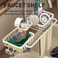 Support de robinet de cuisine personnalisable avec tampon à récurer étagère de rangement en aluminium/métal