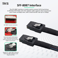 Cavo Mini SAS SFF 8087 a SFF 8087 ad Alta Velocità, Schermato con Treccia in Nylon, 36 Pin, per Trasferimento Dati Server, 0.5m 1m