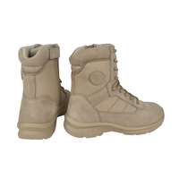 Botas tácticas de trabajo con cremallera lateral en el tobillo, parte superior de cuero vacuno de gamuza, suela de goma, botas de motocicleta, zapatos de trabajo color arena