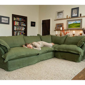 Thoải Mái Bọc Phòng Khách Sofa Lớn Trắng <span class=keywords><strong>Linen</strong></span> Đi Ngay Đi Bộ Phòng Chờ Ngồi Có Thể Ngả Sofa - Product Image 1
