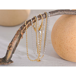 JINYOU 1828 Chaîne Classique Double Couche Exquise en Acier Inoxydable Bracelet de Cheville Élégant pour <span class=keywords><strong>Femme</strong></span> Tendance Été Charme <span class=keywords><strong>Bijoux</strong></span> Or Argent - Product Image 5