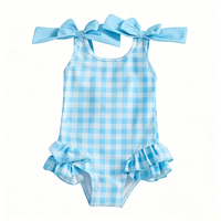 Traje de Baño de Verano para Niñas, Color Rosa, con Lazo de Guinga, Tela de Yoga, Traje de Baño Personalizado para Niñas, Bikini Infantil