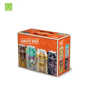 Customized Cardboard 6 12 24 36 48 Pack Beverages Bottle Carrier Box Corrugated 12 Cans Packing Beer Paper Box with Handle