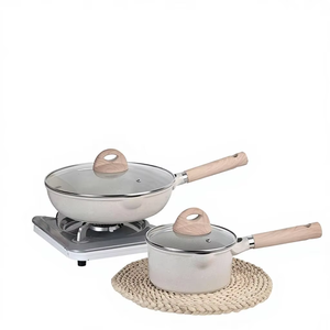 Ensemble de casseroles multifonctionnelles en <span class=keywords><strong>pierre</strong></span> de Maifan et aluminium antiadhésif avec couvercle en verre, ustensiles, compatibilité universelle, utilisation domestique, casseroles et poêles - Product Image 4