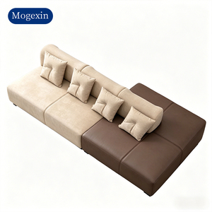 Sofá Modular Moderno de Dos Tonos, Tapizado en Tela, con Cojines para Sala de Estar - Product Image 6