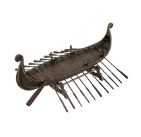 Statue personnalisée en bronze de navire viking, sculpture de guerrier avec épées, figurine de bateau, sculpture de dragon, décoration moderne abstraite pour l'extérieur