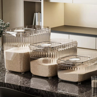 Conteneur de stockage de céréales et aliments secs transparent multi-tailles, hermétique et anti-humidité pour cuisine, vente en gros