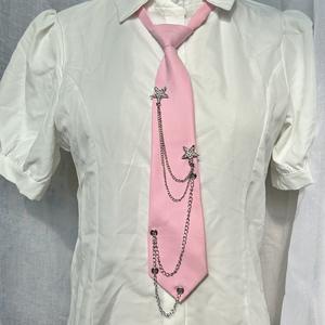 Corbata con cadena de estrellas, estilo universitario JK, sencilla y a la moda. - Product Image 3