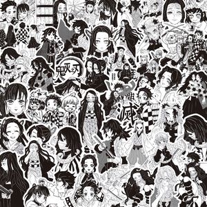 สติกเกอร์ตกแต่งสำหรับเด็ก37ชนิด50ชิ้น/เซ็ตอนิเมะแบบกำหนดเองสีดำและสีขาวสติกเกอร์การผจญภัยของสะสม - Product Image 4
