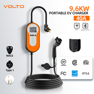 Câble de recharge pour voiture 40A de niveau 2, 25 pieds, avec prise 14-50, temporisation de courant réglable pour J1772 Type1 D096PX2-01, verrouillage magnétique - Product Image 1
