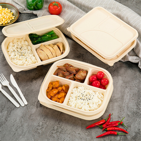 Compartmented Trays 32 Oz Deli Container With Lid Plastic Hinged Food Containers