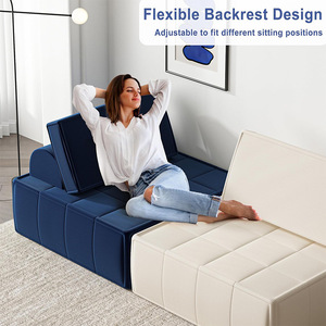 Fauteuil pouf carré personnalisé en forme de cube de tofu, convertible, rembourré en mousse, pour salon et petits appartements - Product Image 4