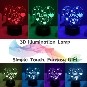 Coeur 3D Acrylique Enfants Lampe De Table De Chevet LED Je T'aime 7 Couleurs Tactile Veilleuse Petite Amie Saint Valentin Cadeau D'anniversaire - Product Image 3
