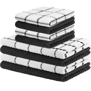 قماش دمشقي أسود وأبيض منسوج سريع الجفاف قطن قماشي خرقة ومناديل - Product Image 6