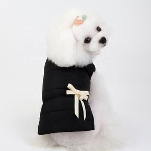 diseño negro 2 piernas mejor calidad cálido cachorro chaleco chaqueta con cuello de piel, perros pequeños perros caliente ropa - Product Image 1