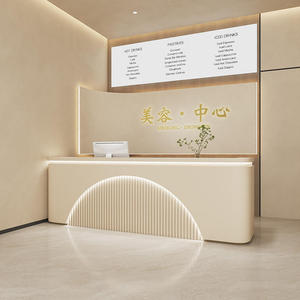 Mostrador de Recepción Moderno de Madera con LED de Lujo y Color Personalizable para Barbería, Salón de Belleza, Oficina, Edificio y Centro Comercial - Product Image 3