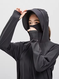 Personalizado UPF 50 + Spandex transpirable/Nylon protección solar Zip up Sudadera con capucha manga larga sol camisa senderismo chaqueta al aire libre Unisex - Product Image 2