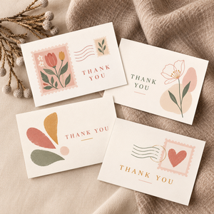 Biglietti di ringraziamento con timbro floreale retrò, biglietto da inserimento botanico vintage minimalista, biglietto di ringraziamento personalizzato con cura - Product Image 6