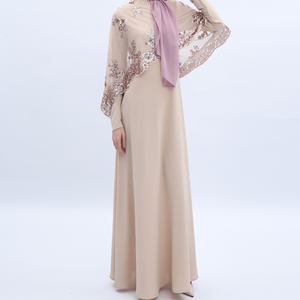 LEDUO new sequin embroidery satin lace <b>cape</b> abaya long sleeve muslim women's abaya dresses - Product Image 2
