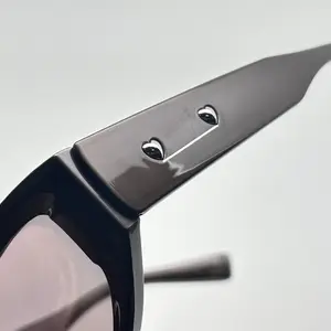 Trendy dikdörtgen kedi göz güneş gözlüğü 2024 kadın erkek Y2k tasarımcı lüks dar kalp dekorasyon logosu özel gözlükler