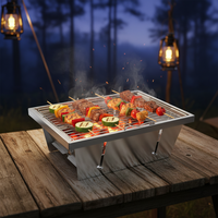 Table de barbecue pliante en acier inoxydable IGT pour camping, réchaud extérieur avec design intégré pour barbecue, cuisson du thé, pique-nique, jardin