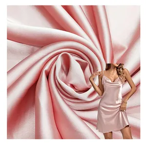 Fabrika streç 165Gsm Polyester amerikan düşes saten kumaş parlak % 95% Polyester + 5% Spandex düşes saten kumaş elbise için
